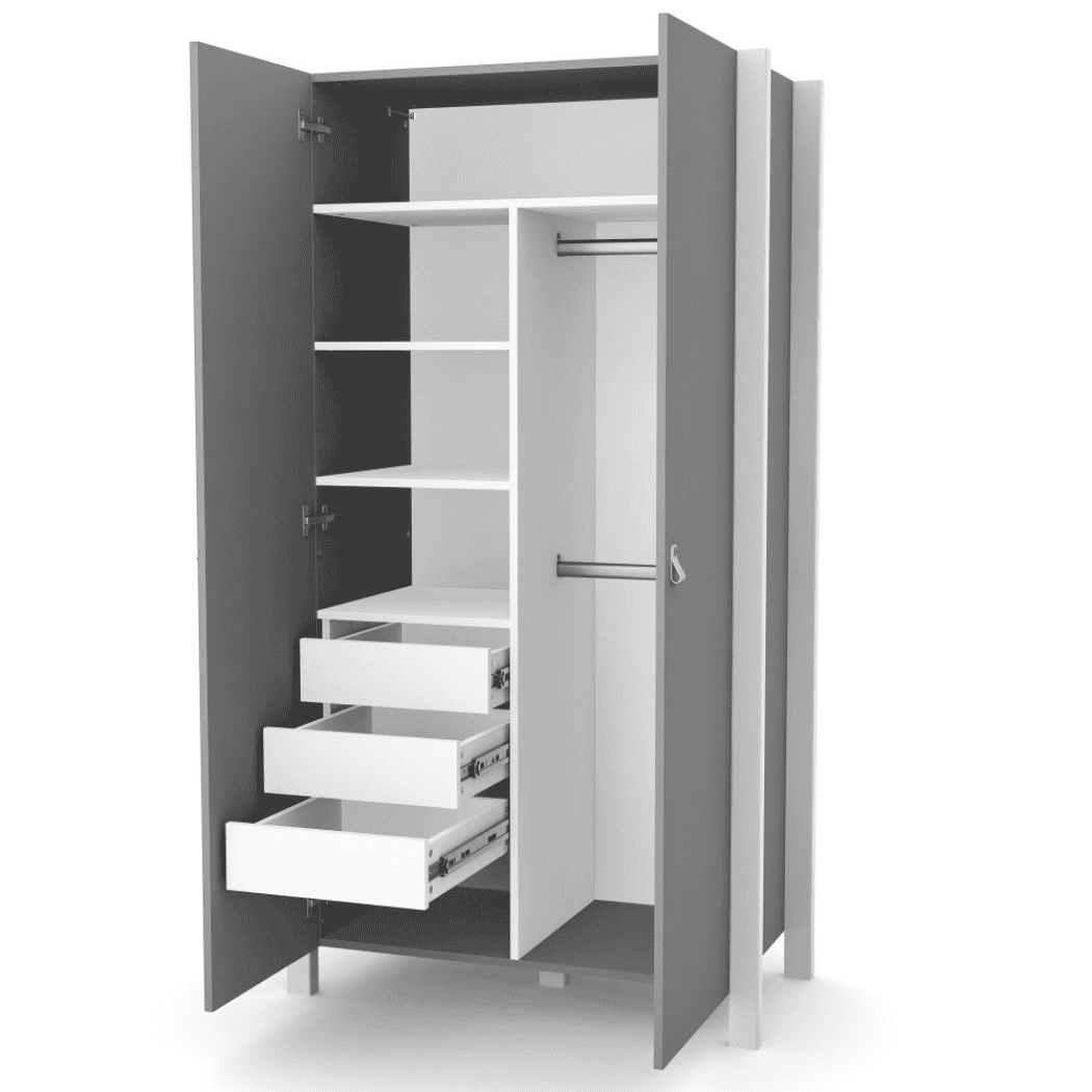 Dětska šatní skřín Zukko 960 Gekko Kids, Grafitová / Bílá